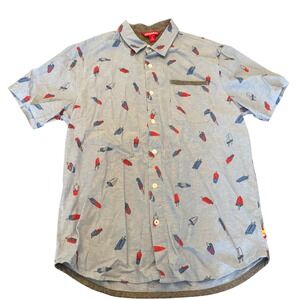 UNIONBAY Mens Medium Button Down Short Sleeve Popsicle Print Shirt Summer Casual